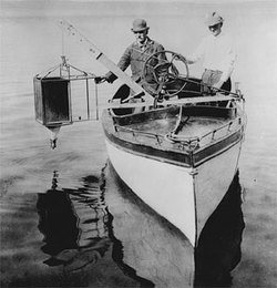 Lake Mendota in Madison, WI about 1917. Edward A Birge and CHancey Juday with plankton trap.